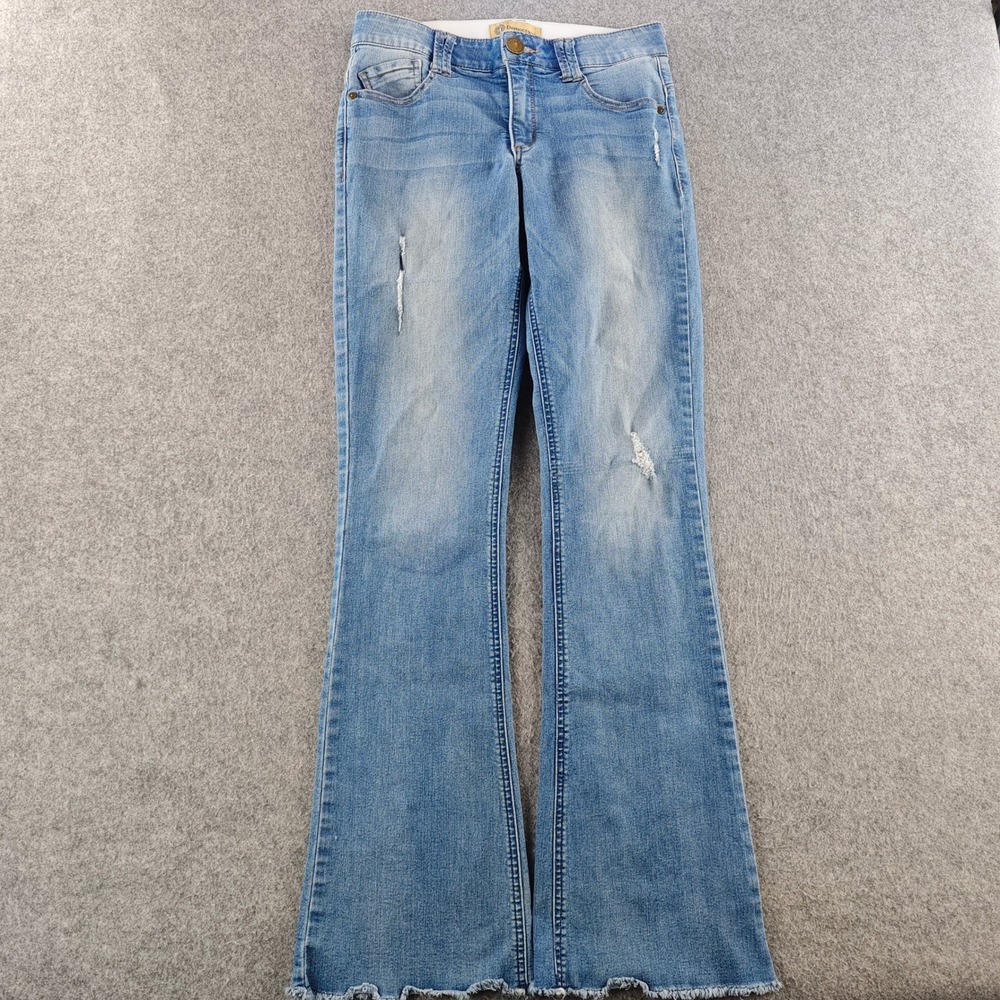 Democracy Ab Technology Womens Blue Distressed Flare Leg Jeans Size 4 B2815QAG3X